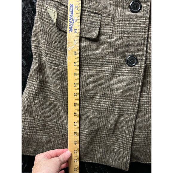 Merona Brown Tweed Blazer Jacket with Elbow Patches Satin Lined Academia Large - Picture 8 of 10